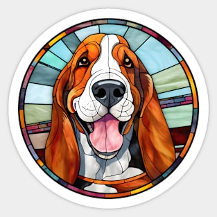 Stained Glass Basset Hound Sticker